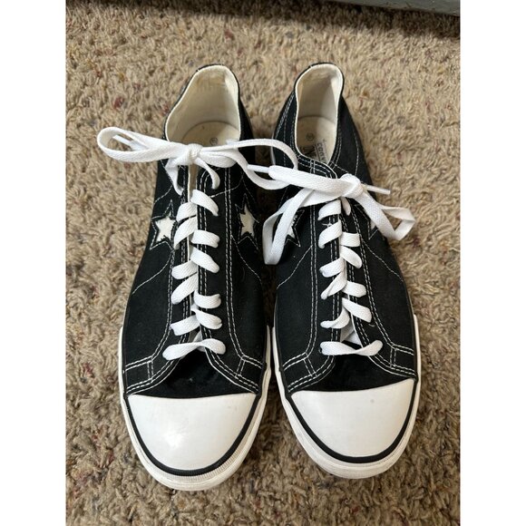 Converse One Star Black White Canvas Low Top Sneakers 10.5 Rubber Soles - Picture 2 of 9